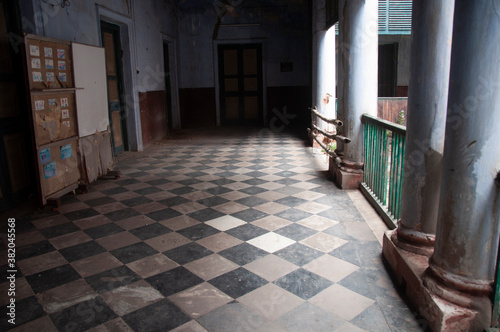 checker floor of a old house in West Bengal