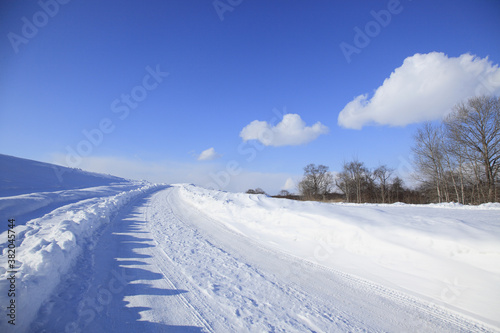 雪の一本道