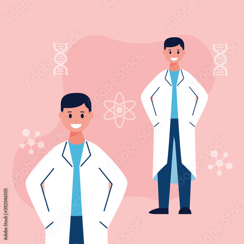 men scientifics characters vaccine research