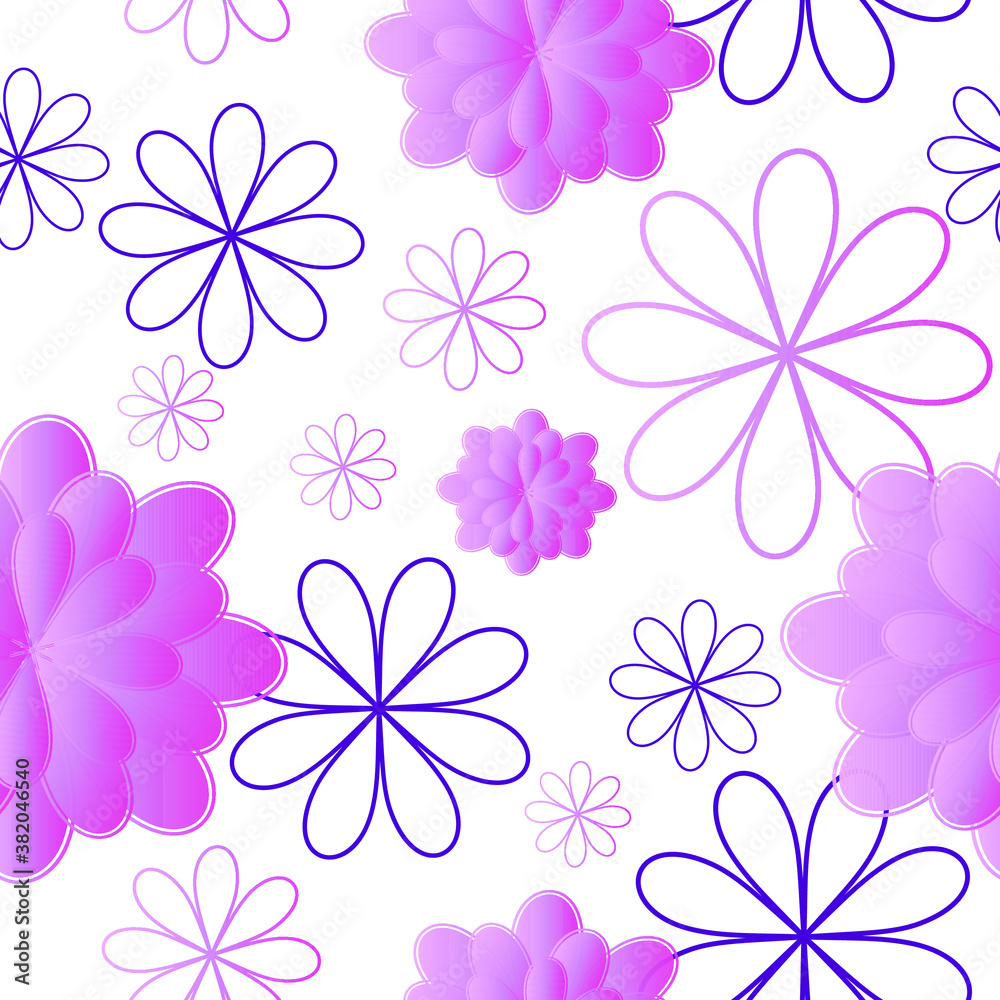 Fototapeta premium pattern flowers vector, chrysanthemums, daisies on a white background