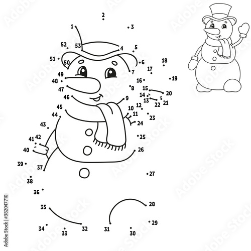 Dot to dot. Draw a line. Handwriting practice. Learning numbers for kids. Education worksheet. Activity coloring page. Cartoon style. With answer.