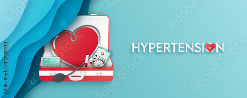 Hypertension patient treatment Concept. Blood pressure monitor. Complication of body and gender. Suitable For Wallpaper, Banner. Vector Illustration