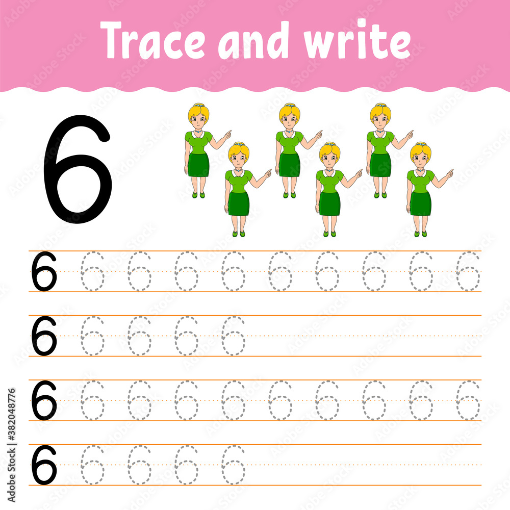 Trace and Write. Handwriting Practice. Learning Numbers for Kids. Education  Developing Worksheet. Activity Page Stock Vector - Illustration of outline,  correct: 174174462