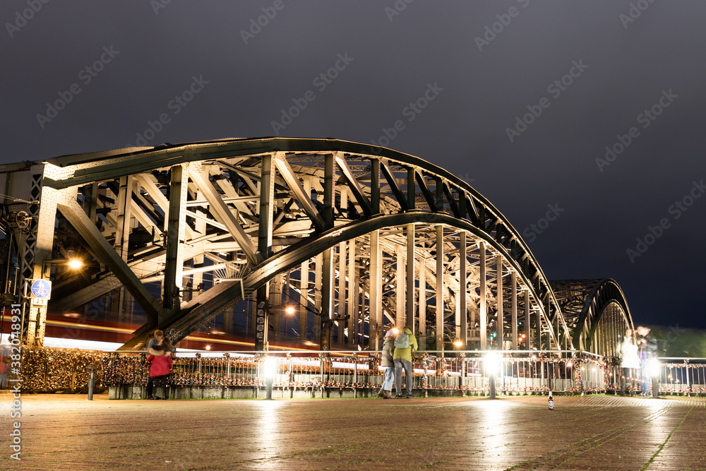 Hohenzollern Bridge at night in Cologne, Germany
