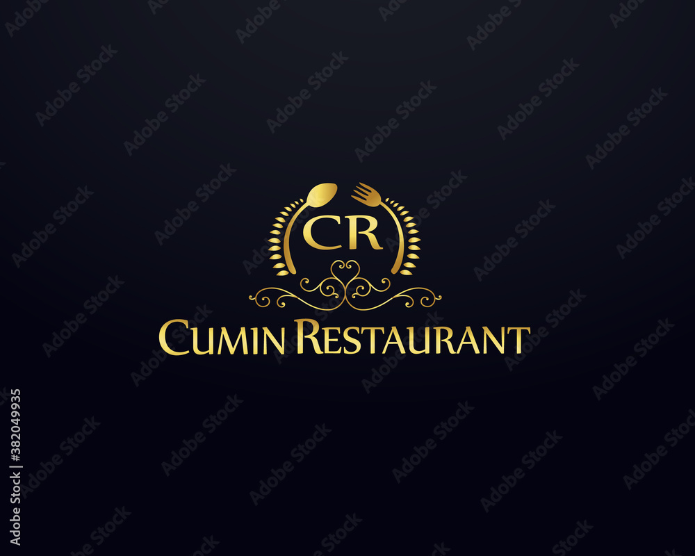 Naklejka premium Vintage restaurant logo design , Food and shop business concept .