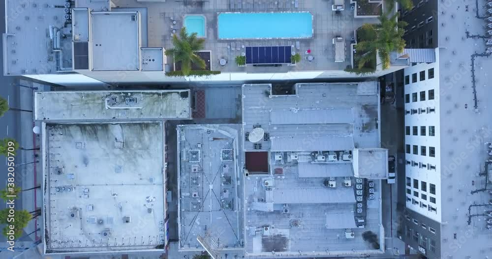 Long Beach, California / USA - Aerial Drone Shot of Rooftops in Downtown Long Beach Long Beach, California / USA - Aerial Drone Shot of Rooftops in Downtown Long Beach