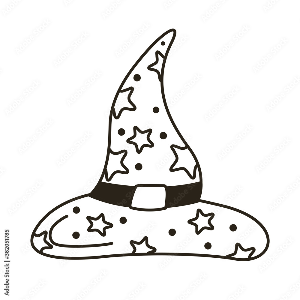 halloween witch hat line style icon