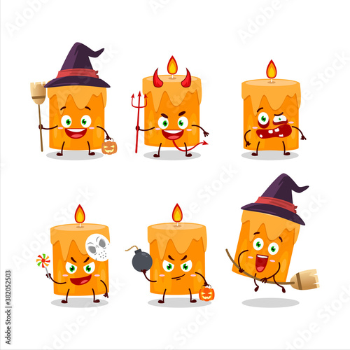 Halloween expression emoticons with cartoon character of orange candle