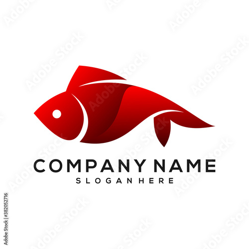 red fish vector, ocean fish vector logo template
