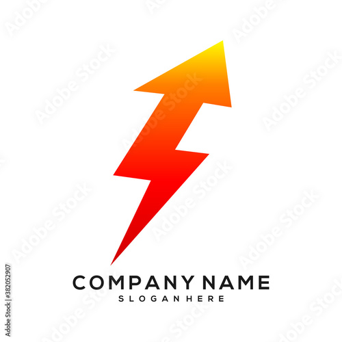 thunder with arrow vector logo template
