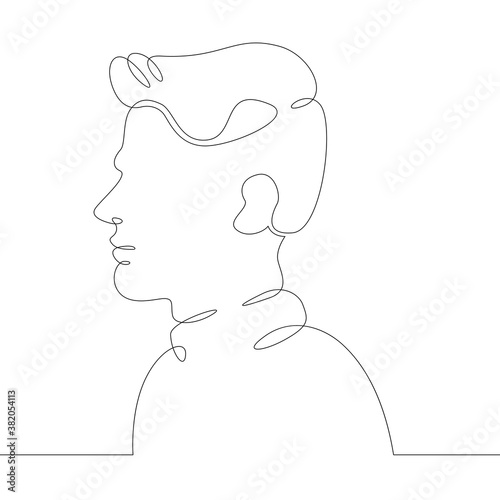 Fototapeta Naklejka Na Ścianę i Meble -   line logo young man portrait profile head bust side view
