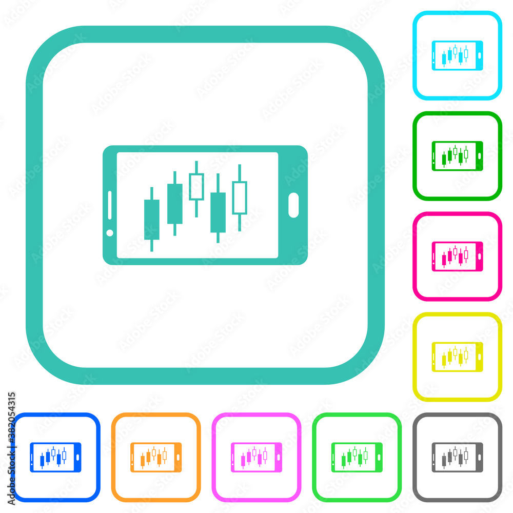 Mobile broker landscape mode vivid colored flat icons Mobile broker landscape mode vivid colored flat icons