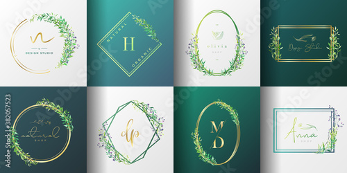 Set of natural and organic logo in modern design. Natural logo for branding, corporate identity, packaging and business card.