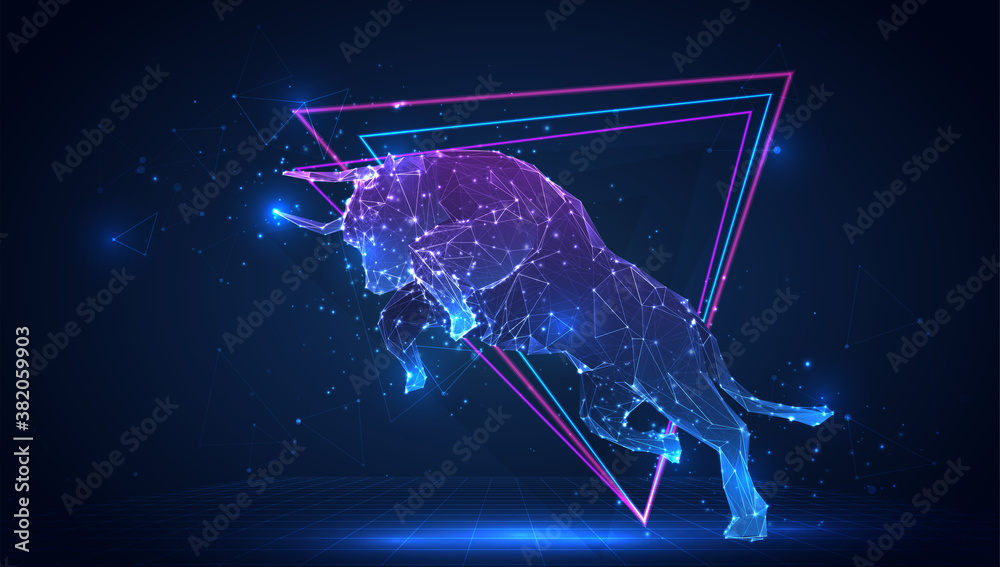 vector 3d from triangular polygons on a blue background
