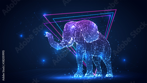 vector 3d from triangular polygons on a blue background