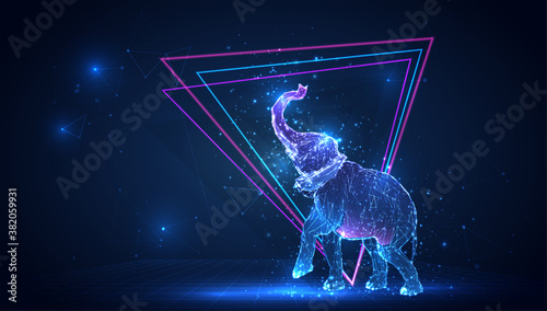 vector 3d from triangular polygons on a blue background