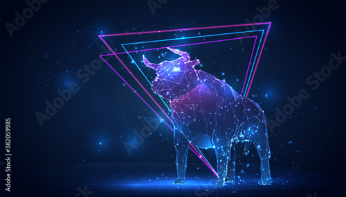 vector 3d from triangular polygons on a blue background