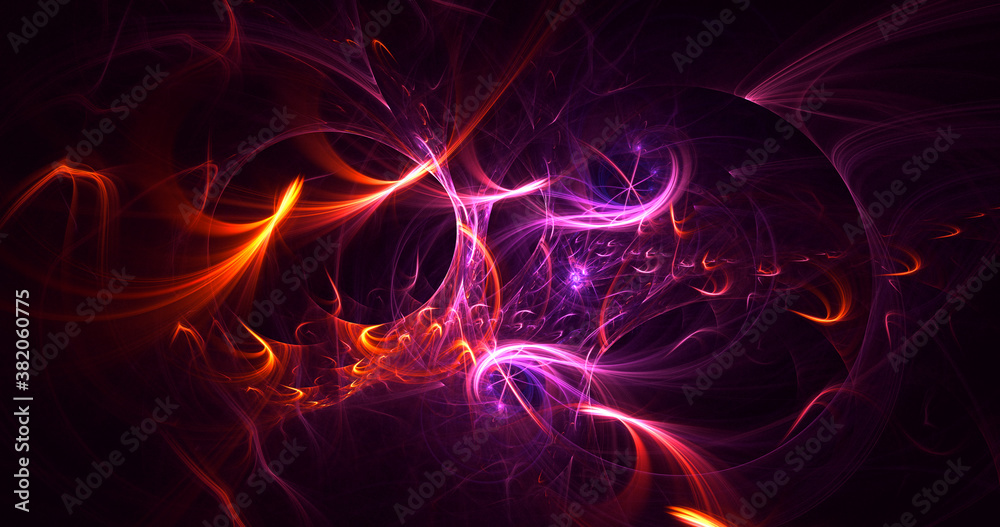 3D rendering abstract multicolor fractal light background