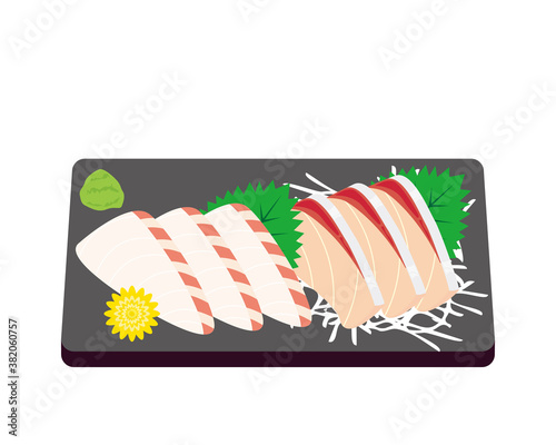 鰤と鯛の刺身のベクターイラスト