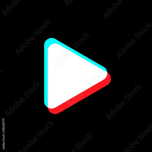Arrow play icon, web symbol. Social media concept. Isolated on black background