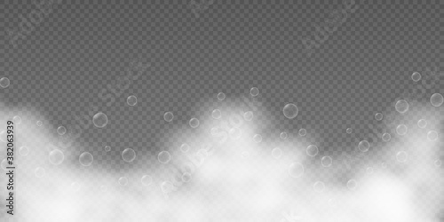 Bath foam with shampoo bubbles