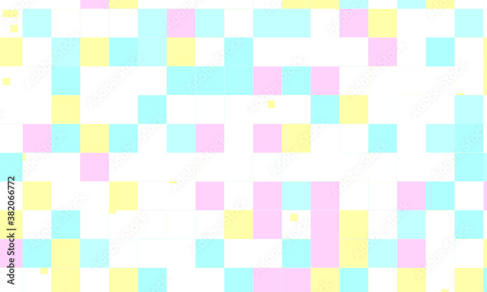 Abstract square pixel mosaic colorful background geometric seamless pattern in pastel colors. 8 bit