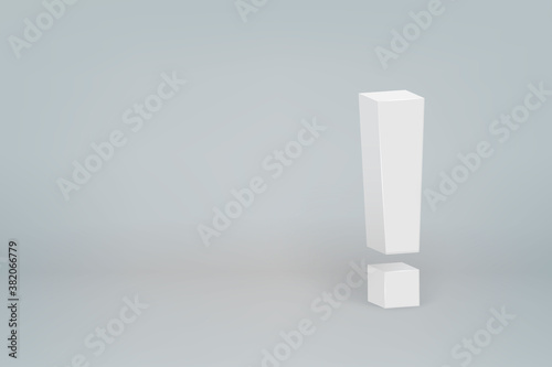 3d exclamation mark symbol on scene background,