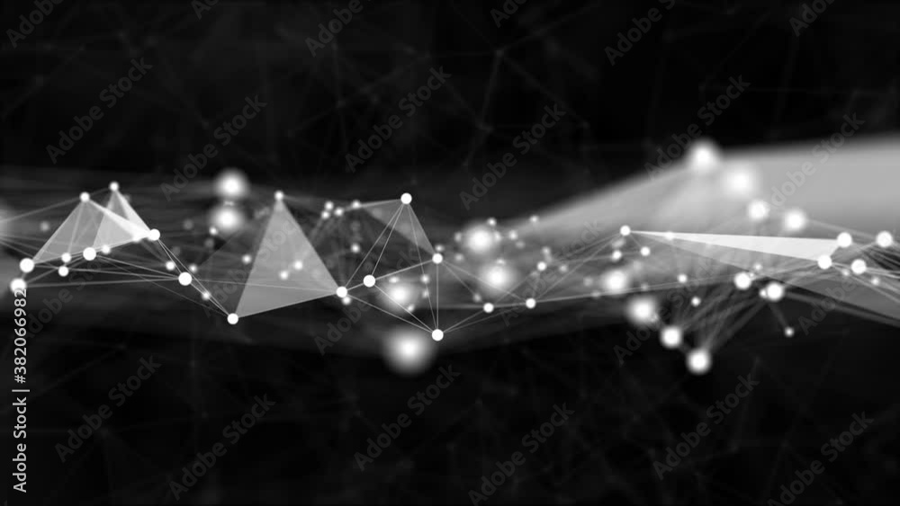 Connecting lines and dots.Big data visualization Loop background. Abstract technology glowing connections in space with particles. Medical, Medicine, Science, Chemistry internet, plexus, social media