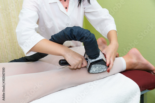 Anti-cellulite massage using LPG massage equipment.