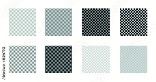 Transparent photoshop background. Transparent grid. Set of several color and cell size options, Vector graphics
