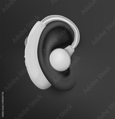 vector human ear. hearing treatment, plastic surgery, implantation