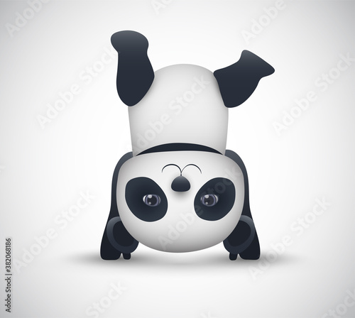 vector cute panda goes in for sports isolated on white background