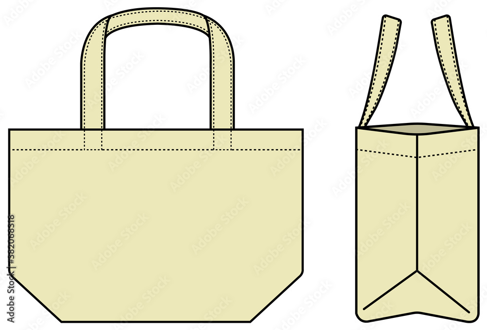 Small tote bag (ecobag , shopping bag) template vector illustration (with  side view) Stock-Vektorgrafik | Adobe Stock