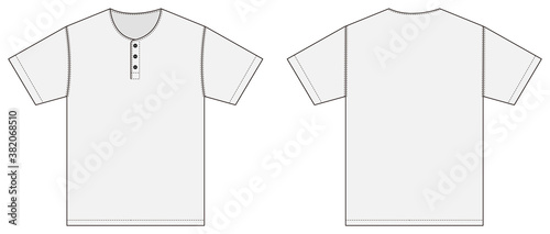 Short-sleeve shirt (Henry neck) template vector illustration