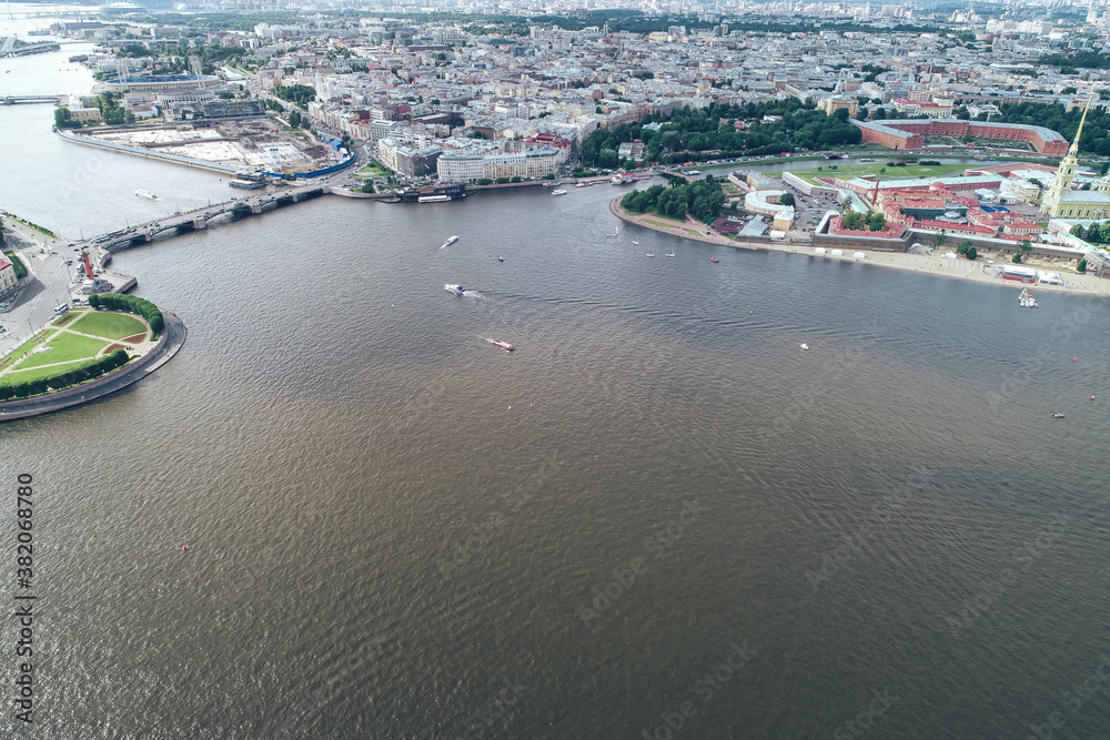 Naklejka premium Aerial Townscape of Saint Petersburg City. Petrogradsky District