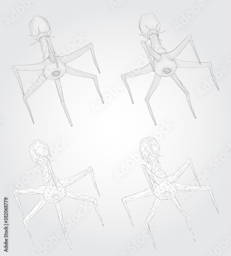 3d model of a bacteriophage, an artificial microorganism for the treatment of deadly diseases. future of medicine