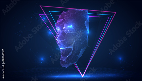vector 3d from triangular polygons on a blue background