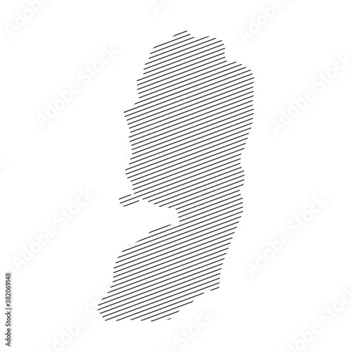 lines map of West Bank isolated on white background 
