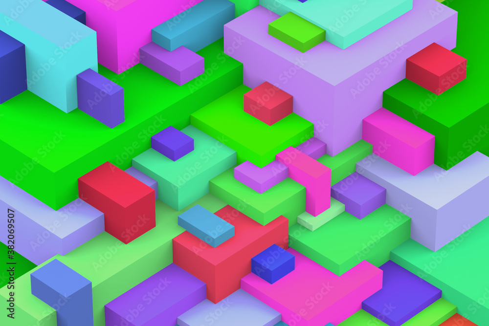 Abstract geometric cubic colorful background. isometric 3d render. Abstract geometric cubic colorful background. isometric 3d render.