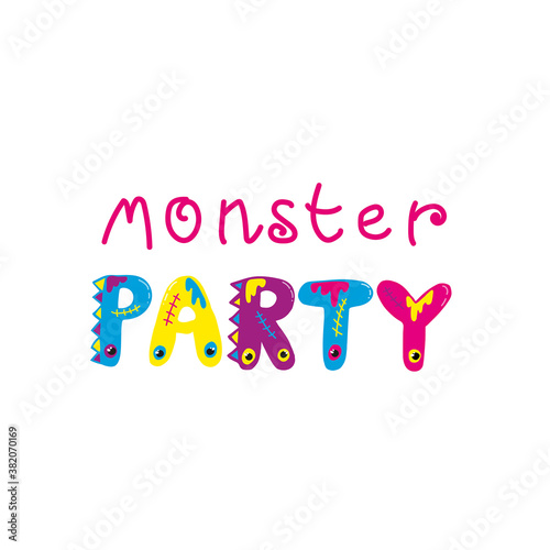 Multicolored cute illustration vector lettering