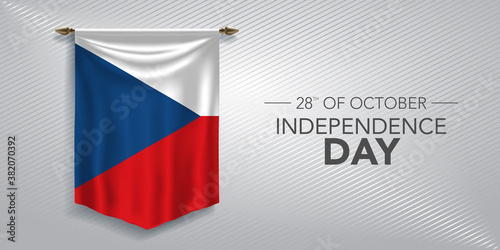 Czech republic independence day greeting card, banner, vector illustratio