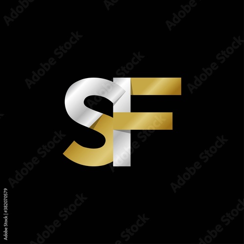 SF initial letter logo, simple shade, gold silver color	