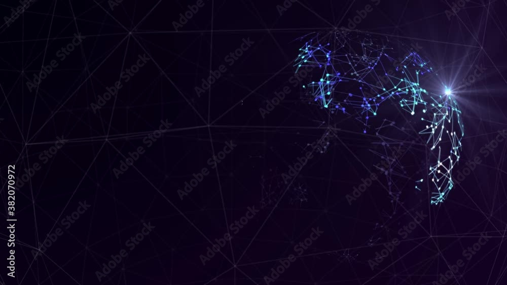 Digital Planet Earth Globe Hud Particles Rotating Loop Animation With Alpha. Social Future Network Technology Data Network. Global World Big data Connection .