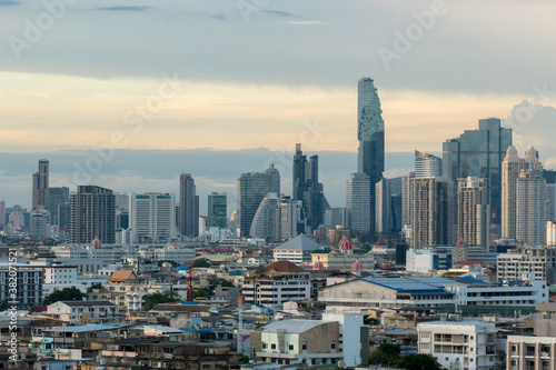 Bangkok City Skyline with modern buildings, Capital city of Thailand © maodoltee