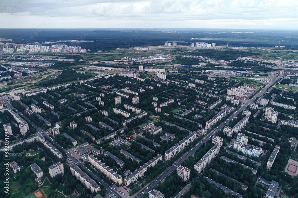 Aerial Townscape of Saint Petersburg City. Kalininsky District Aerial Townscape of Saint Petersburg City. Kalininsky District