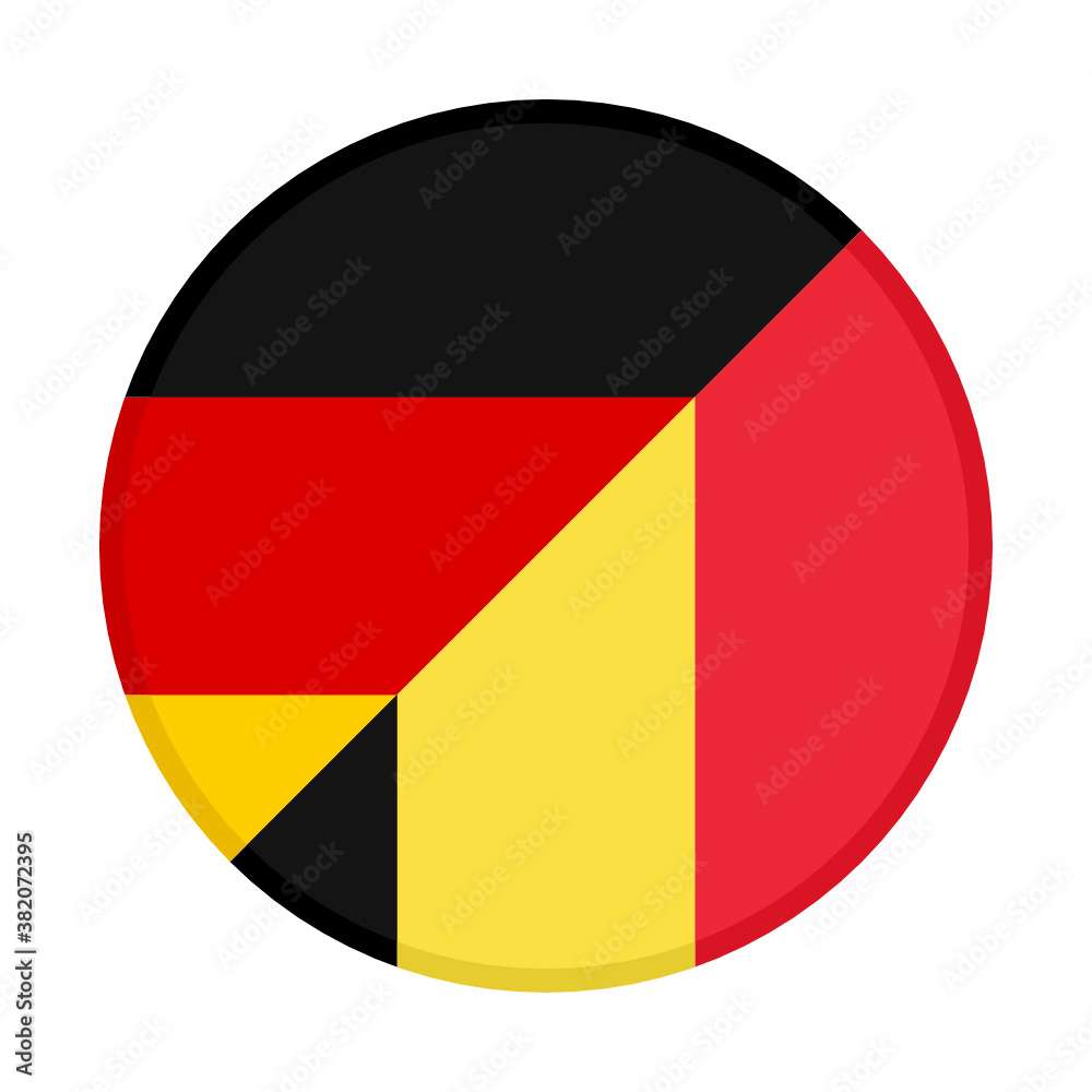Fototapeta premium round icon with germany and belgium flags, isolated on white background 
