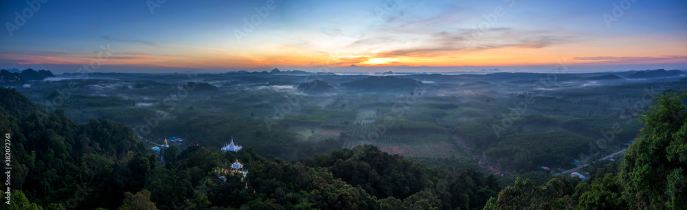 Panorama landscape beautiful sunrise at Khao Na Nai Luang Dharma Park in Thailand