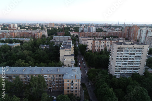 Aerial Townscape of Saint Petersburg City. Kalininsky District