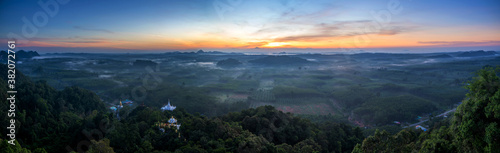 Panorama landscape beautiful sunrise at Khao Na Nai Luang Dharma Park in Thailand