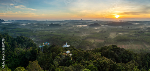 Panorama Landscape beautiful sunrise at Khao Na Nai Luang Dharma Park in Thailand
